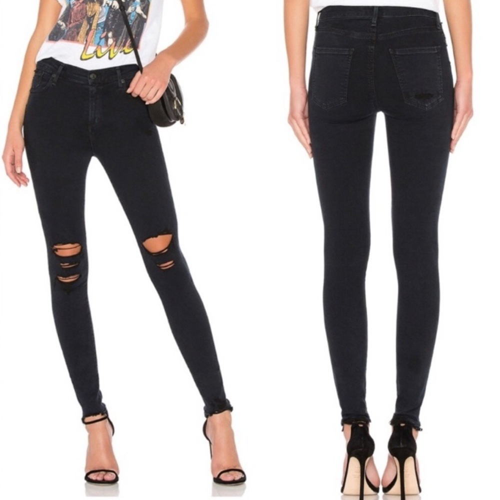 NWT AGOLDE Sophie Hi Rise Skinny in Ruthless Jeans Distressed Size: 31